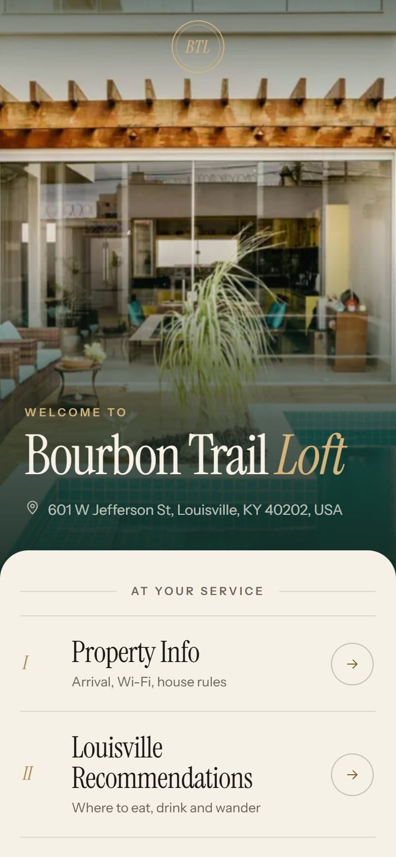 The Concierge layout, Home screen